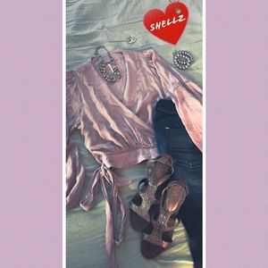 Free People Peasant Sleeve Wrap Top, Lavender, S